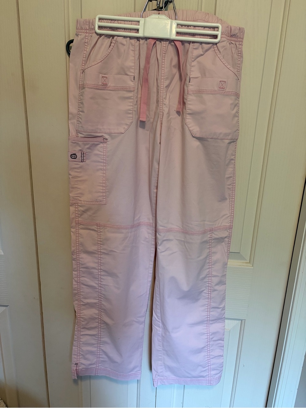 Light Pink Utility Cargo Track Pants with Drawstring Waist